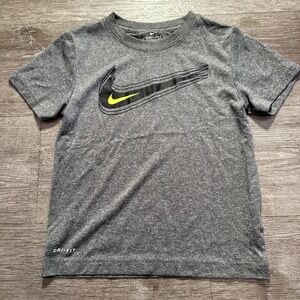 Nike Shirt Youth 7 Gray‎ Short Sleeve Tee Swoosh Logo Performance Boys Casual